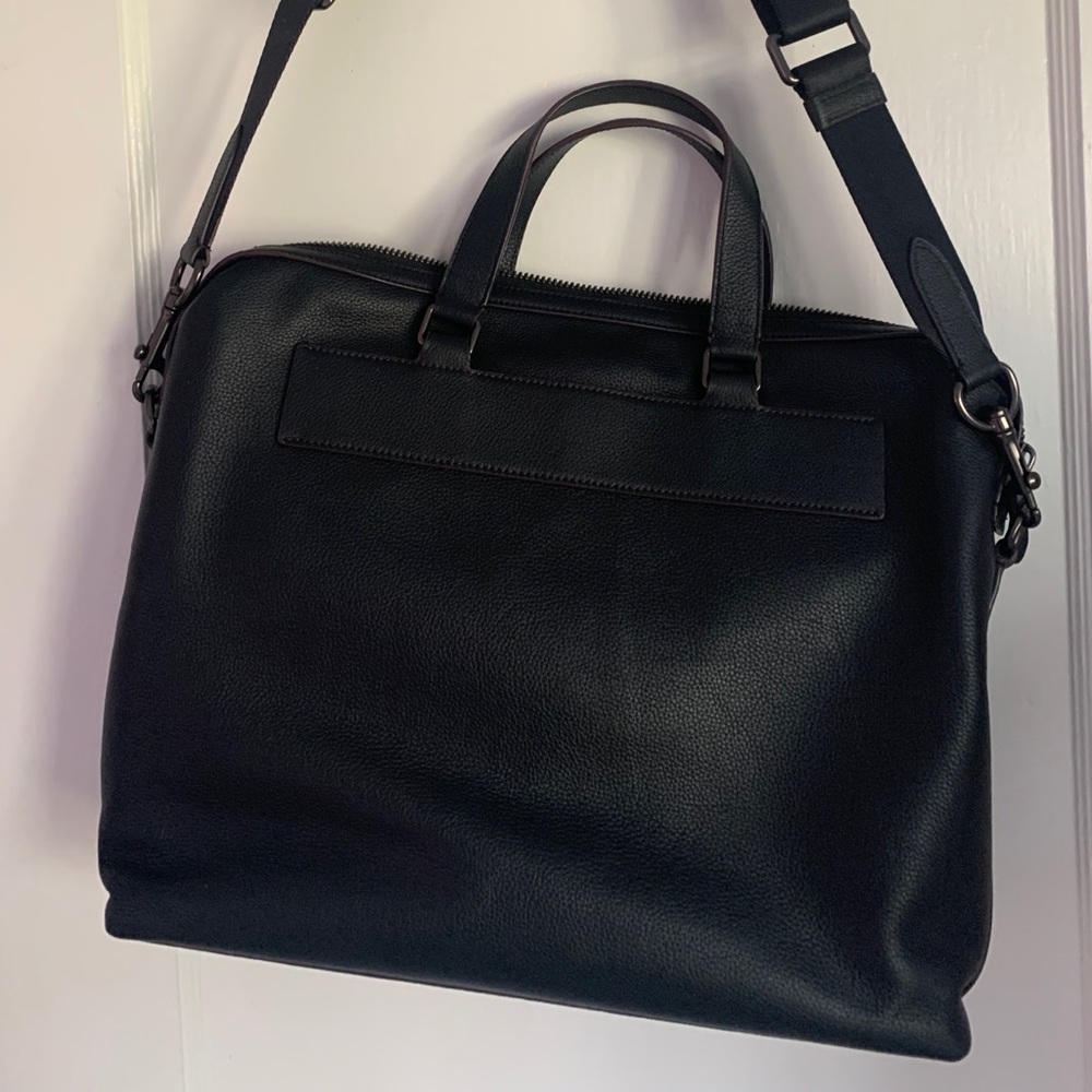 Coach Bag Black Leather Computer/ Work Bag - Picture 2 of 5